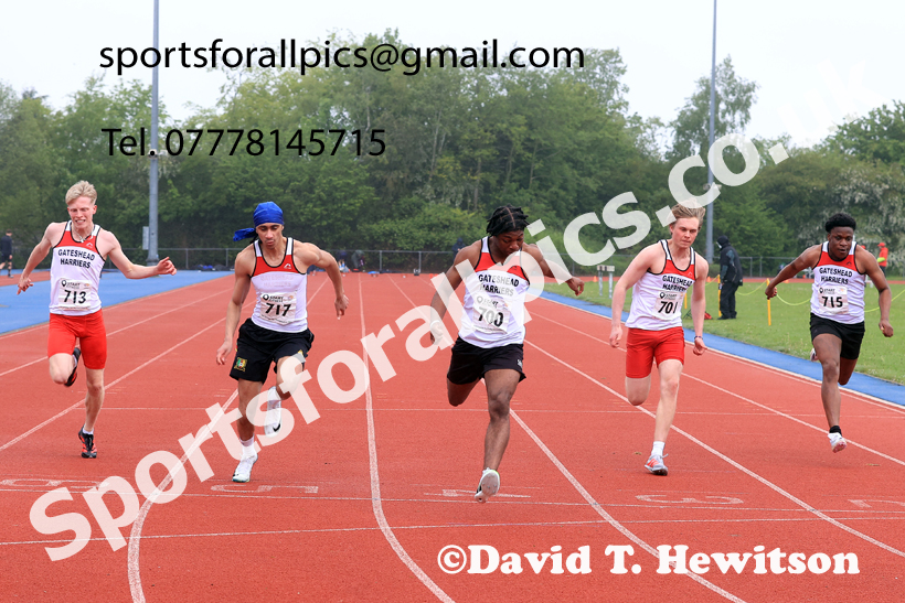 100 metres, 2026 North Eastern Track and Field Champs, Shildon, County Durham. Photo: David T. Hewitson/Sports for All Pics